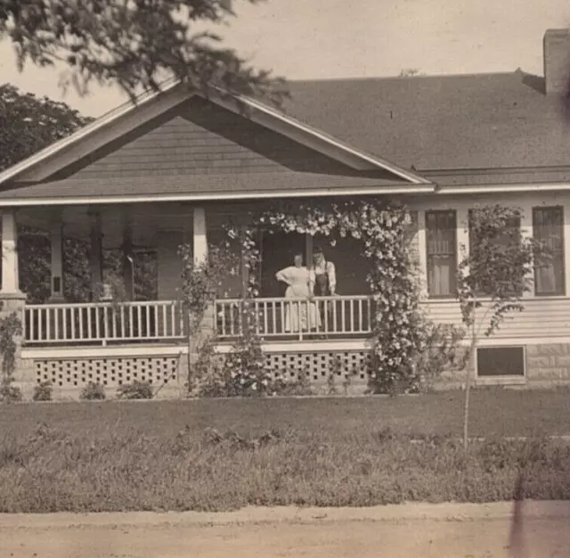 Family Home People on Porch Unknown Location Real Photo RPPC Postcard