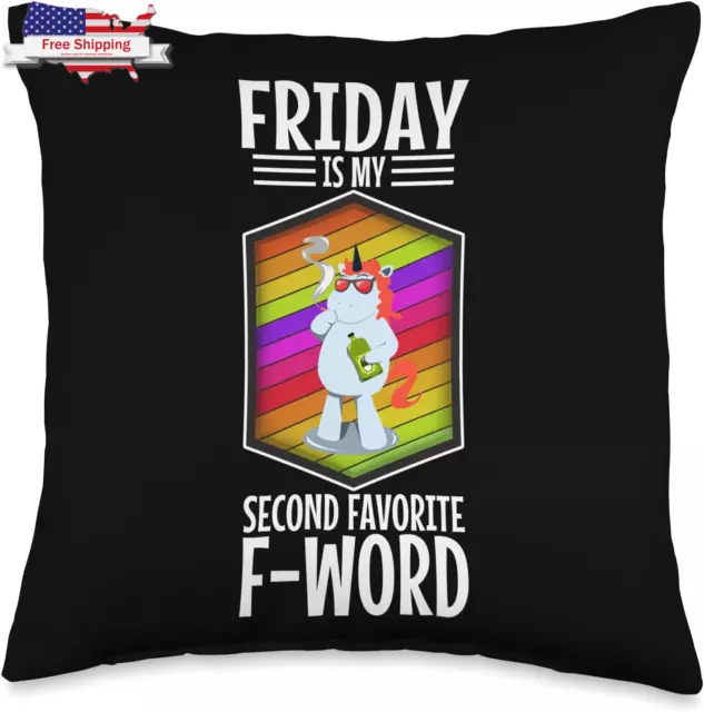 Friday Is My Second Favorite F Word Throw Pillow, 16X16, Multicolor ⭐⭐⭐⭐⭐