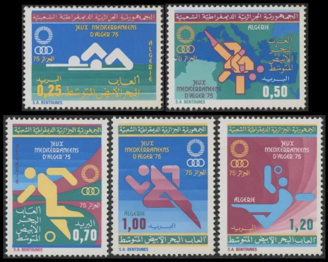 Algerien N° 617/621 SPORTS: Schwimmen, Kampf, Fußball, Racing 1975 Algeria MNH