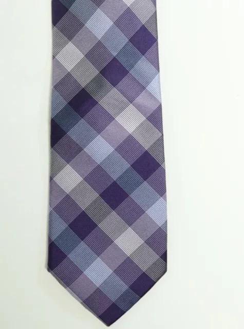 New Mens Ryan Seacrest Purple Check Plaid 100% Silk Neck Tie Necktie