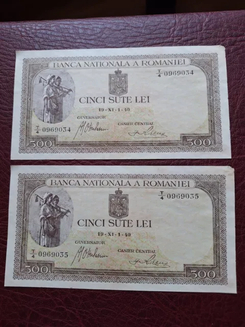 Romania lot 500 lei 1940 consecutive