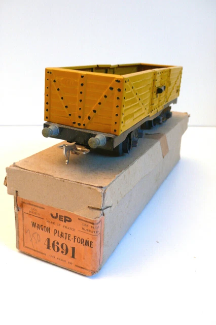 Jep - ancien wagon tombereau avec porte a bogies - ech: o / 0 - miniature train modelisme ferroviare - Collection