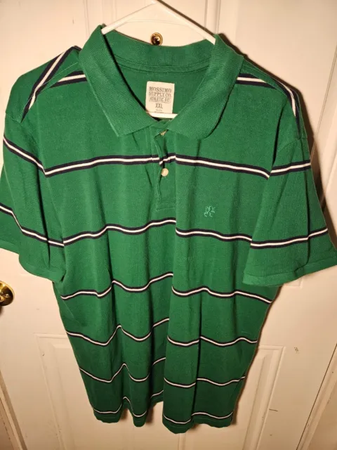 MOSSIMO Supply CO. Athletic Fit Cotton Blend Polo Shirt Mens XXL Green&blue stri