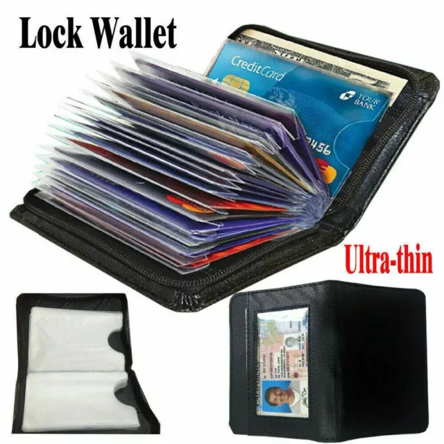 Lock Slim Wallet Secure Men Women RFID Blocking Money Credit Card Holder Wallets