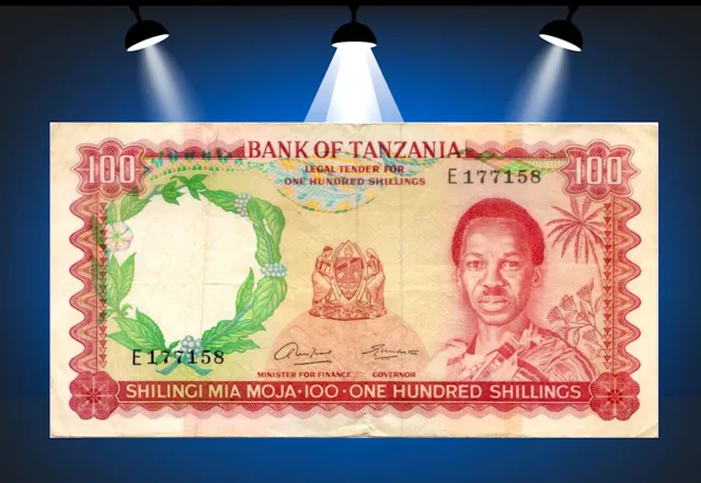 #9155 - TANZANIA 100 SHILING MIA MOJA  1966 P.4a FINE