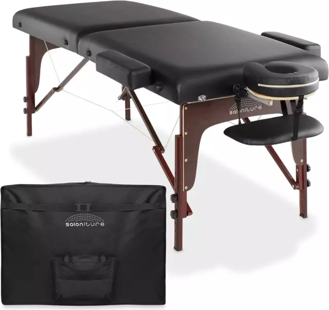 Saloniture Professional Portable Lightweight Bi-Fold Memory Foam Massage Table w