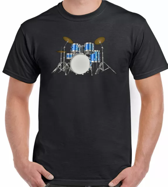 Drum Kit T-Shirt Mens Drumming Rock Drummer Band Keith Moon Sticks Coloured