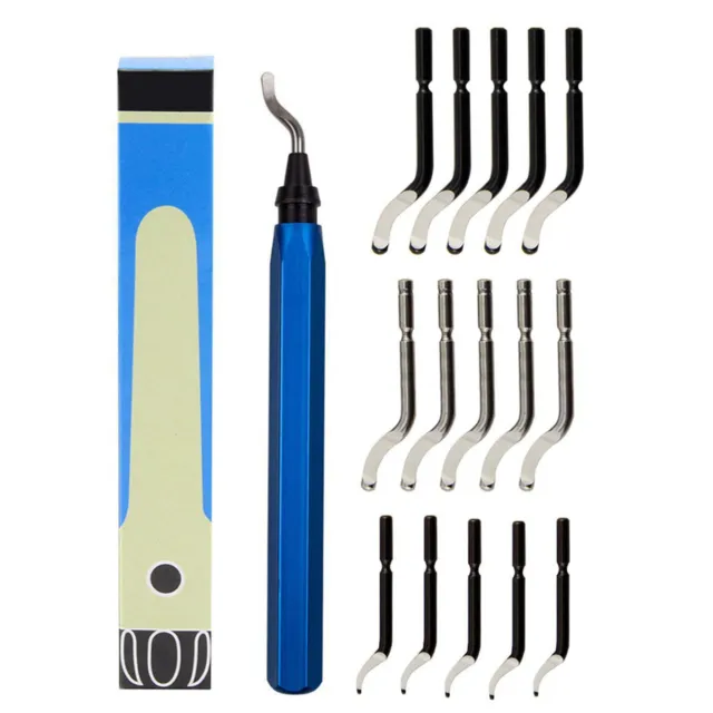 Deburring Tool Kit 15pcs High-Speed Steel Rotary Deburr Tools with a Handle