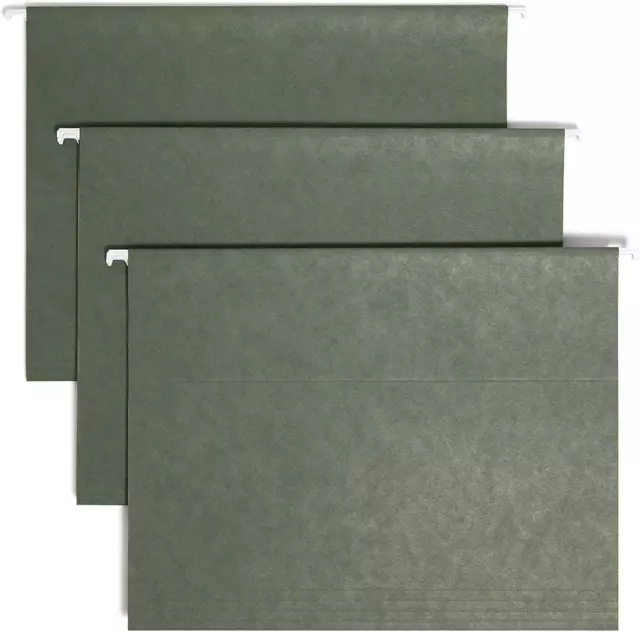 Smead Hanging File Folder with Tab, 1/3-Cut Adjustable Tab, Letter Size, Green,