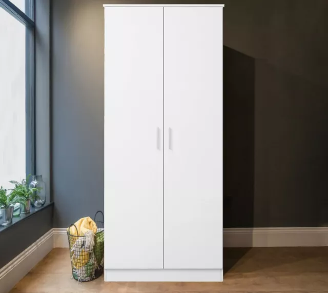 New REFLECT High Gloss 2 Door Soft Close Wardrobe Bedroom White / Matt White