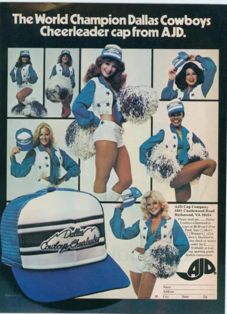 1978 AJD Cap Company Dallas Cowboys Cheerleaders World Champion Vtg Print Ad SI1