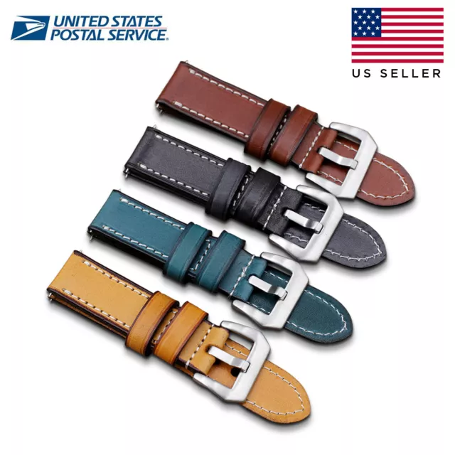 100% Mens Genuine Leather Watch Band Vintage Strap 18mm 20mm 22mm 24mm US STOCK