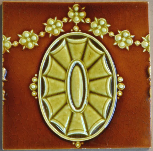 England - Antique Victorian Majolica Tile C1900