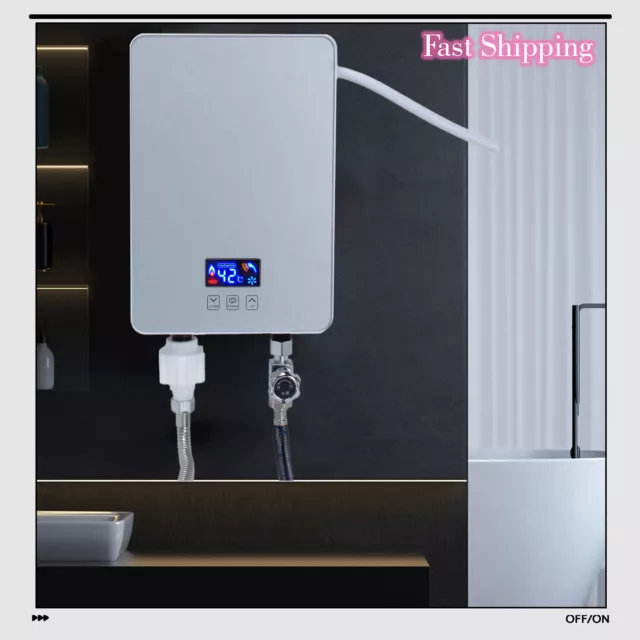 Electric Tankless Instant Hot Water Heater Set Shower Kitchen Bathroom 6000W