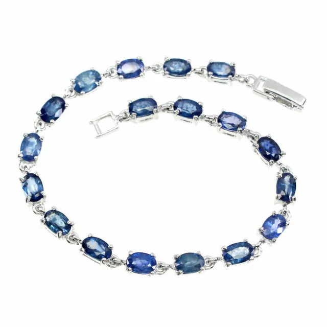 Shola Vrai Naturelle Bleu Saphir Bracelet 925 Argent Sterling B107