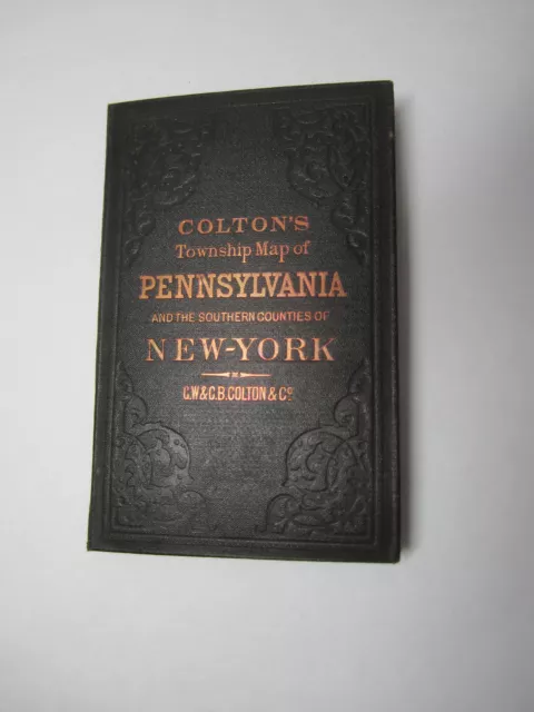 RARE - Colton Pocket Map PA Township Pennsylvania & Southern Counties NY 1876