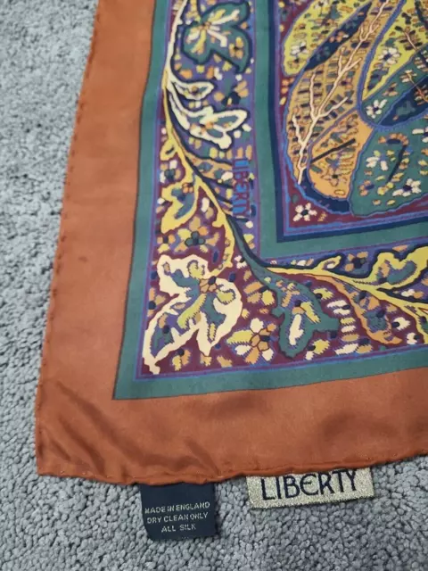 Large Liberty English Square 100% Twill Silk Scarf  Tan Paisley 88cm 2