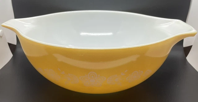 VINTAGE PYREX BUTTERFLY Gold 442 Cinderella Mixing Nesting Bowl 1 5 