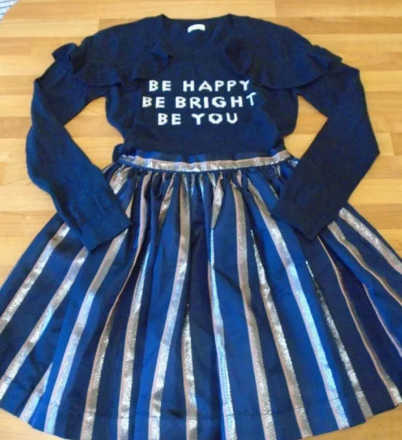 No Added Sugar Navy Pink Silver stripe Gloria skirt Next jumper bundle 11-12