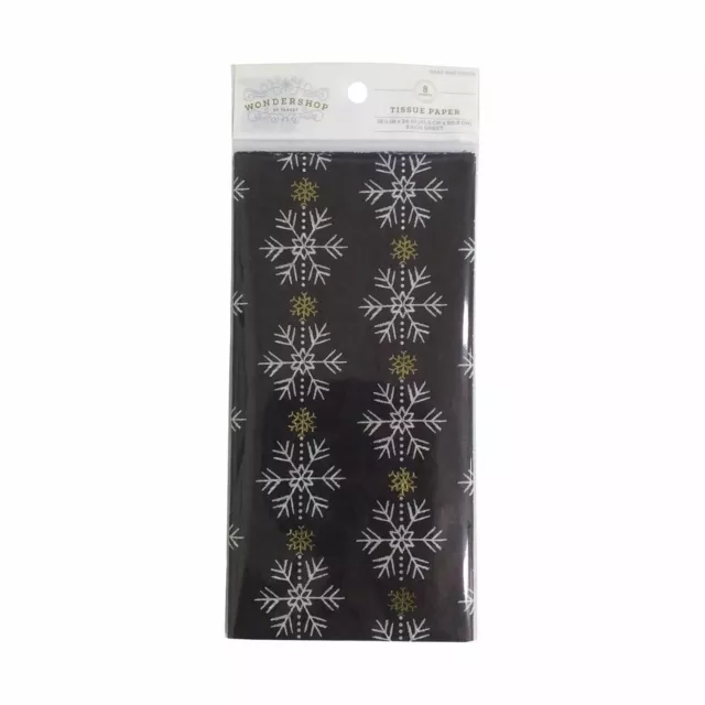 3 X 8 Sheets White/Gold Snowflakes on Chalkboard Gray Tissue Paper