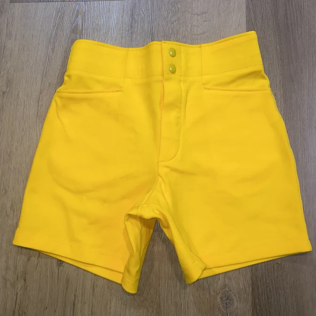 Vtg 70s 80s Coach Shorts Mens Small Yellow Nylon Gym Softball NOS Deadstock NEW