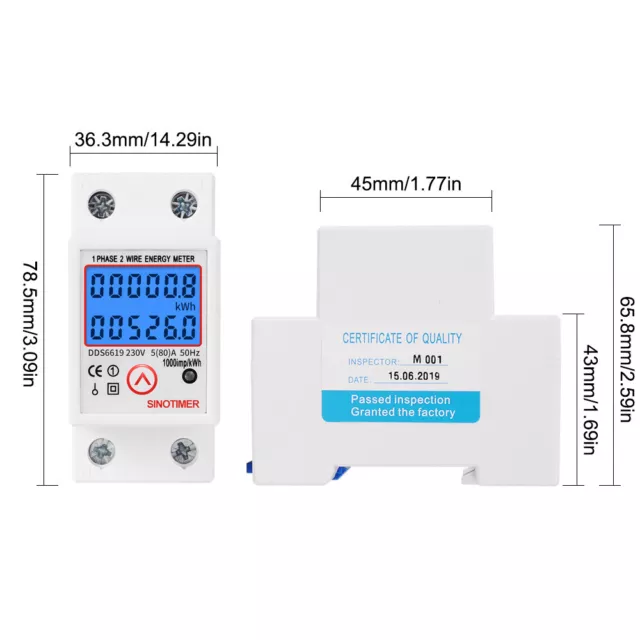 Digital LCD Kwh Wattmeter Power Consumption Energy Meter Electric Din Rail 230V 2