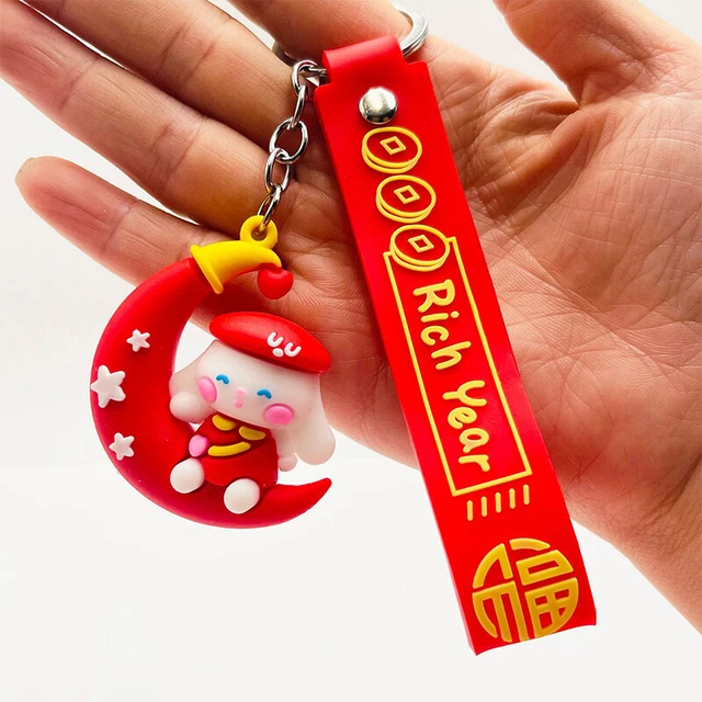 Red Key Chain New Year Keychain 2023 Cute Rabbit Keychains Bunny Hanging Ac GAIR