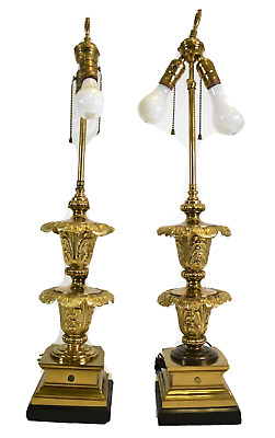 Solid Brass Regency Style Lamps Pair Of Vintage Solid Brass Lamps