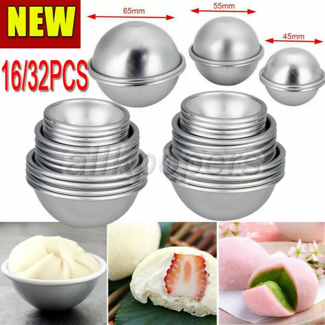 16/32Pcs DIY Soap Mold Sphere Metal Bath Bomb Fizzy Craft Cake Candle Tart Mould