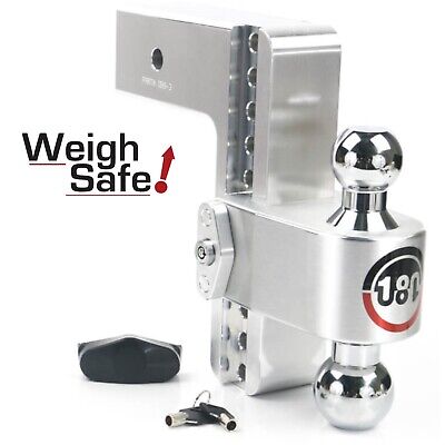 Weigh Safe CTB8-3 180° Adjustable 8" Drop Hitch Ball Mount w 3" Shaft & Key Lock
