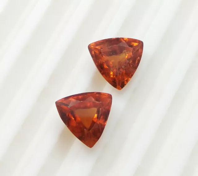 Granato hessonite naturale da 5,67 ct, taglio a trilioni, splendida coppia...