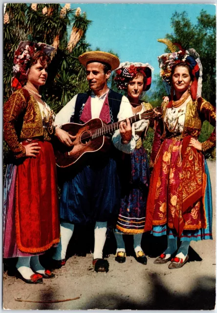 Vintage Continental Size Postcard Traditional Costume Dancers In Corfu Greece