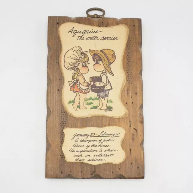 Vintage Aquarius Las Agua Portador Zodíaco Pequeño Colgante de Pared
