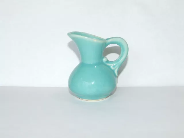 1930's - 40's Shawnee Pottery Miniature Mini Light Aqua Green Pitcher Vase USA