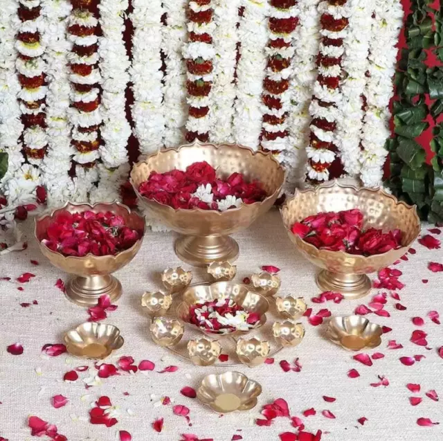 Urli Bowl Set With Stand Pooja Diya Rangoli Wedding Diwali Festival Decor