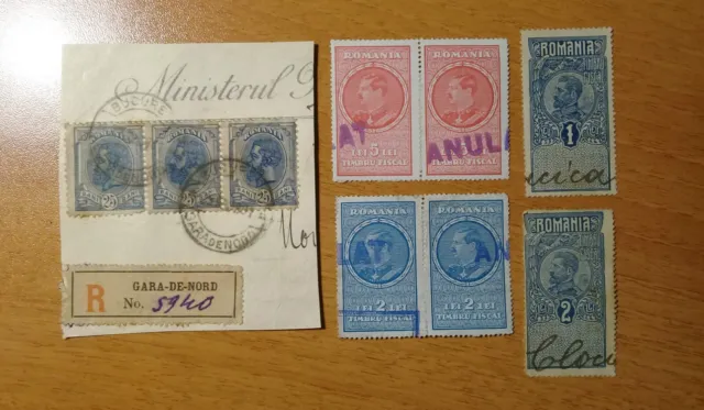 Lot of Romania Old Stamps Used 1893 1918 Fiscal Postal Tax Stamps!
