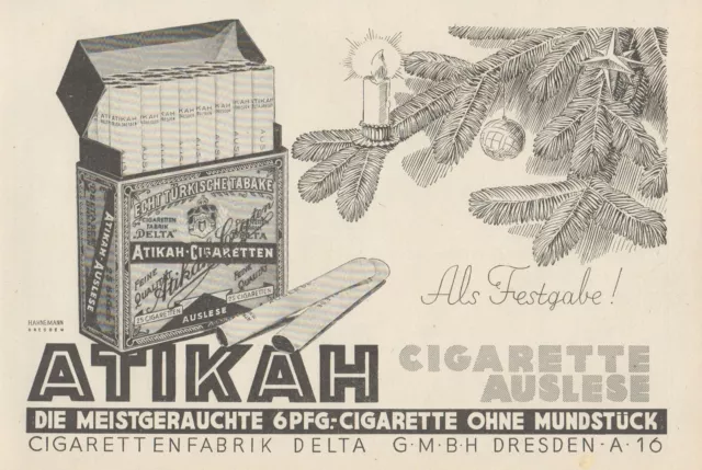 Y4395 ATIKAH Cigarette Auslese - Pubblicità d'epoca - 1929 Old advertising