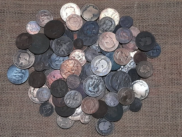 Lot pièces monnaie en BRONZE  et CUIVRE françaises à trier / voir photos