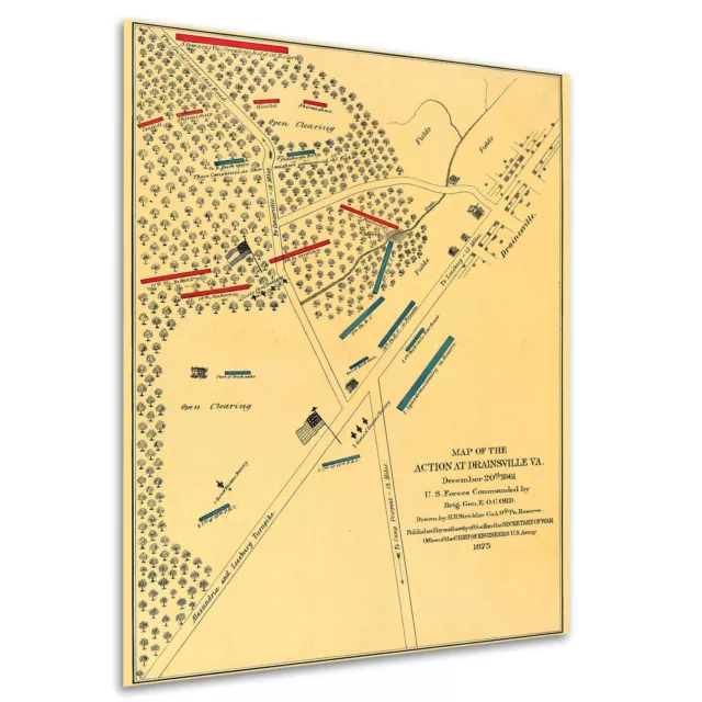 Civil War Map of Dranesville, Virginia, 1861; Antique Civil War Map 3