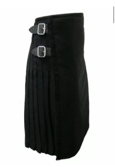 Tartanista da uomo deluxe nero semplice kilt taglia 42 2