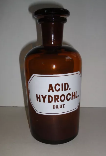 1 braunes Apothekergefäß Apothekerflasche Standgefäß, Acid. Hydrochl. Dilut.