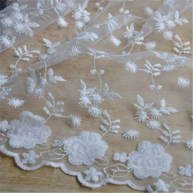 Embroidery Floral Lace Mesh Fabric DIY Costume Clothes Wedding Dress Curtain