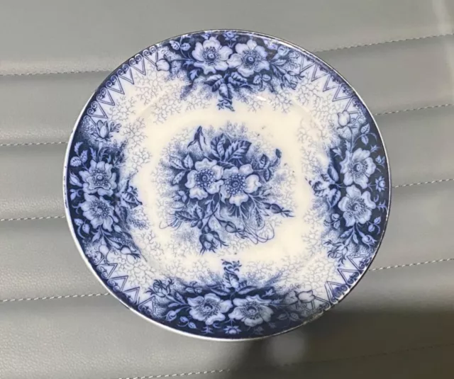 VERY RARE ANTIQUE K & G LUNEVILLE FRANCE FLOW BLUE PLATE 19th CENTURY SIGNED