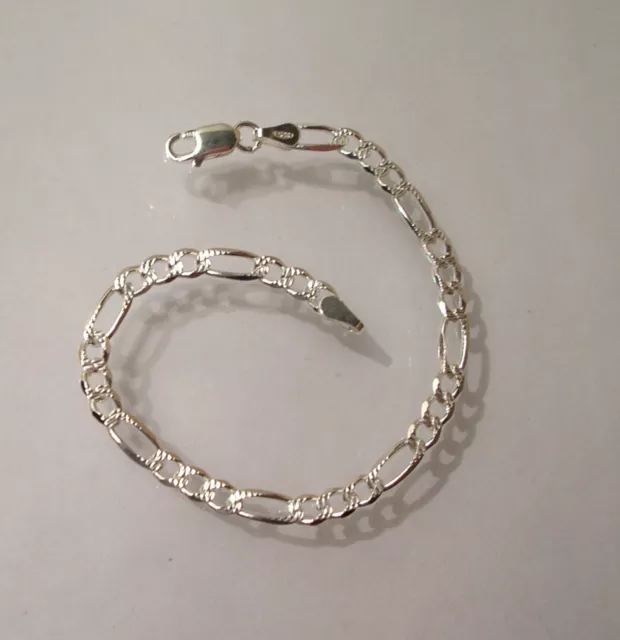 Sterling Silver Baby Children's Solid Sparkling Figaro Bracelet, 6"  925  SALE