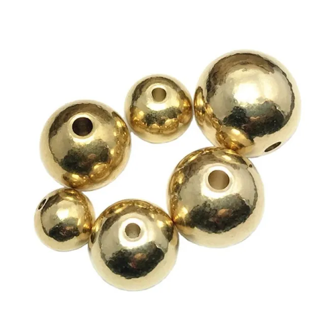 Gold Color Metal Beads Round Solid Brass Bead Jewelry Making Charms DIY Crafts