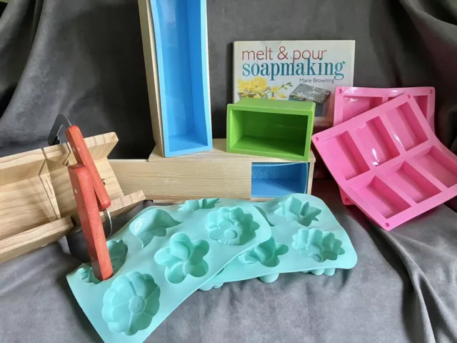 Silicone Loaf Soap Mold Kit with Wooden Cut Mould Soap Cutter Soap Making