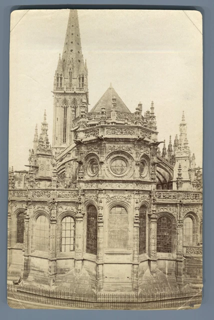 Tirage Albuminé Vintage De L'église Saint-Pierre à Caen (France) - Circa 1875, Format 11x16 Cm, Original