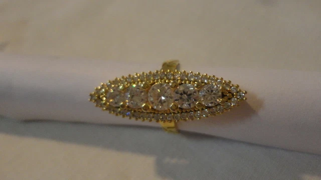 Bague Ancienne En Argent Et Vermeil Avec Topaze Et Zirconium - Tour De Doigt 57