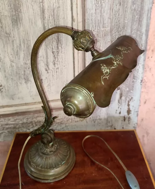 Lampe de bureau piano en bronze notaire .... XIXéme ART NOUVEAU