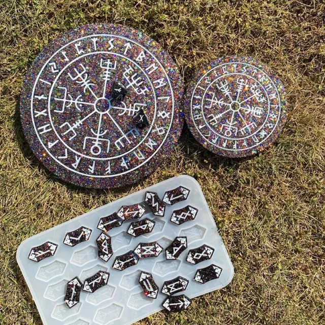 Alfombra de adivinación molde de silicona piedras runas bandeja dados astrología brújula molde y